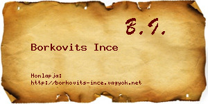 Borkovits Ince névjegykártya